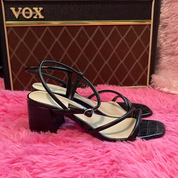 Nine West Grayce faux croc strappy chunk heel square toe shoes size 8 - Picture 2 of 12